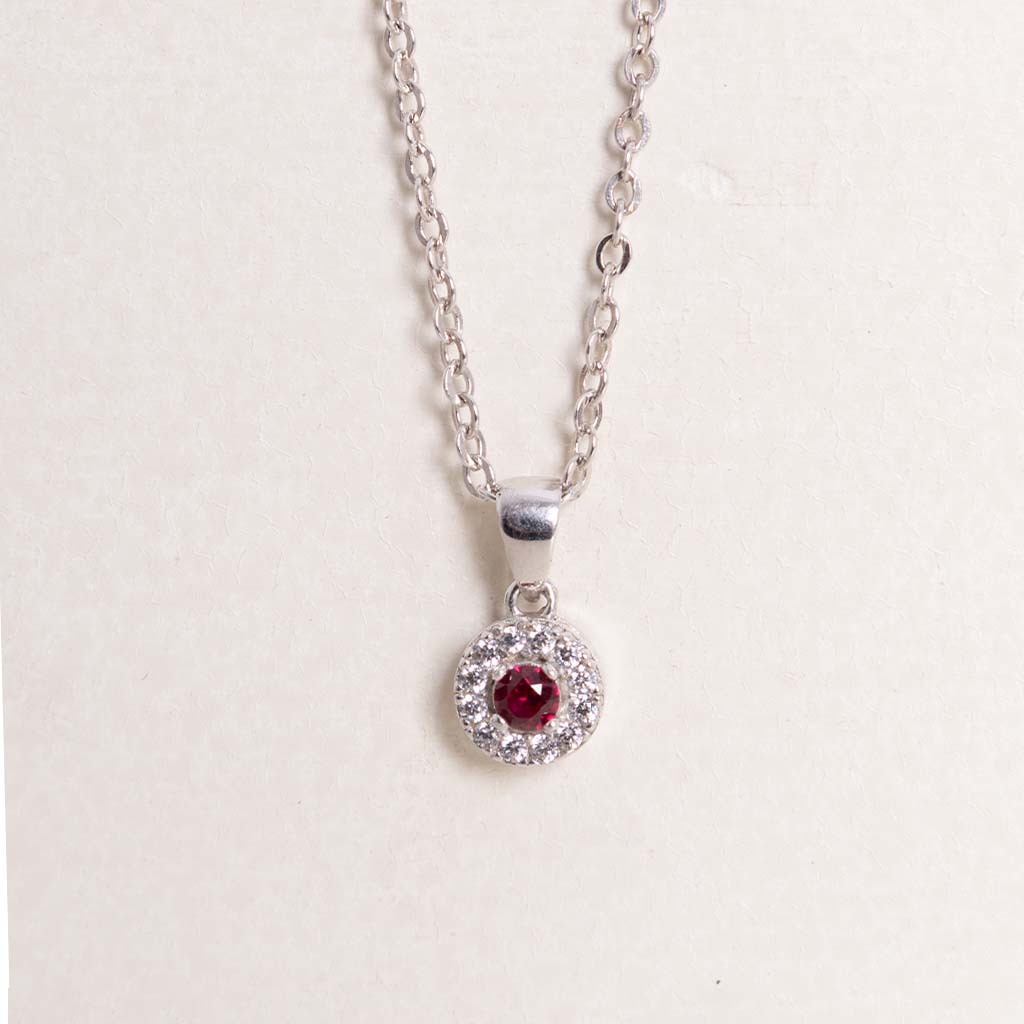 Felizmoda Silver Red Stone Pendant Necklace & Red Roses Bouquet