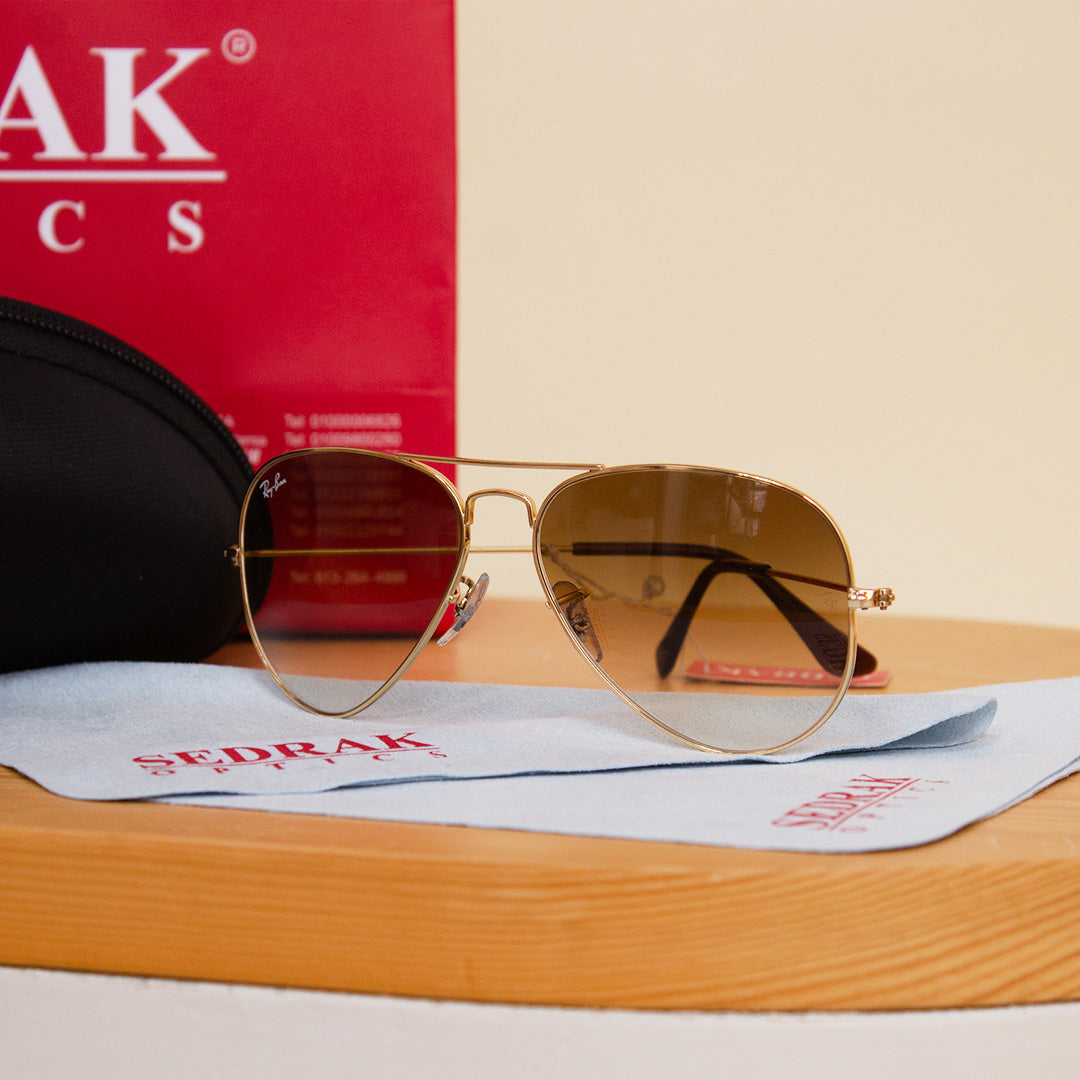 Ray-Ban Sunglass with Gold Frame & Gradient Lenses