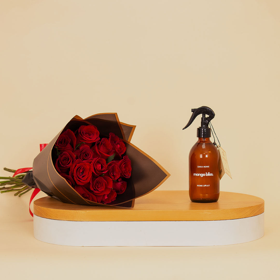 Zaha Home Mango Bliss Home Spray & 15 Red Roses