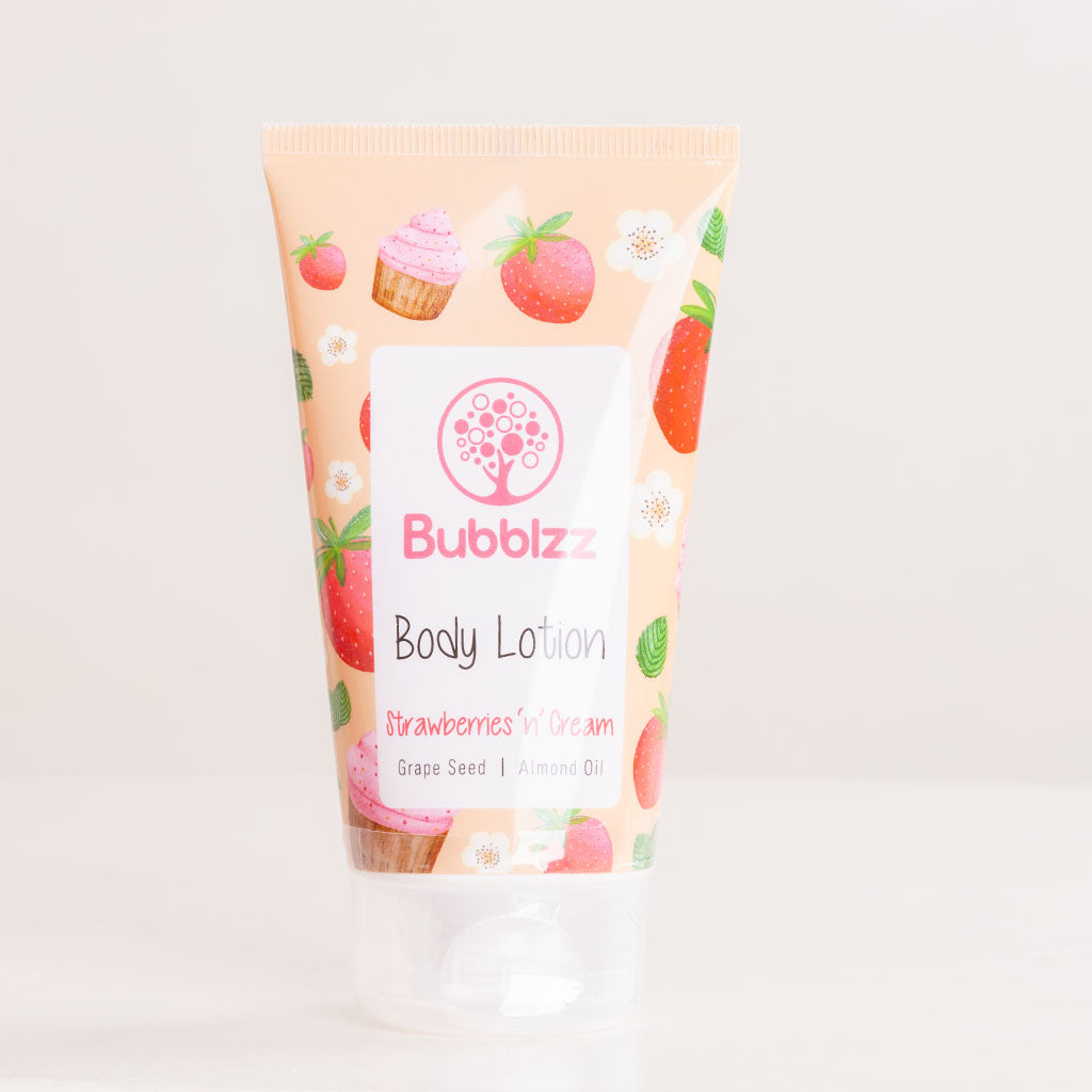 Bubblzz Strawberry Body Care Collection & White Roses Vase