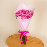 Hand Bouquet of 12 Pink Roses