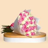 50 Pink And White Roses bouquet