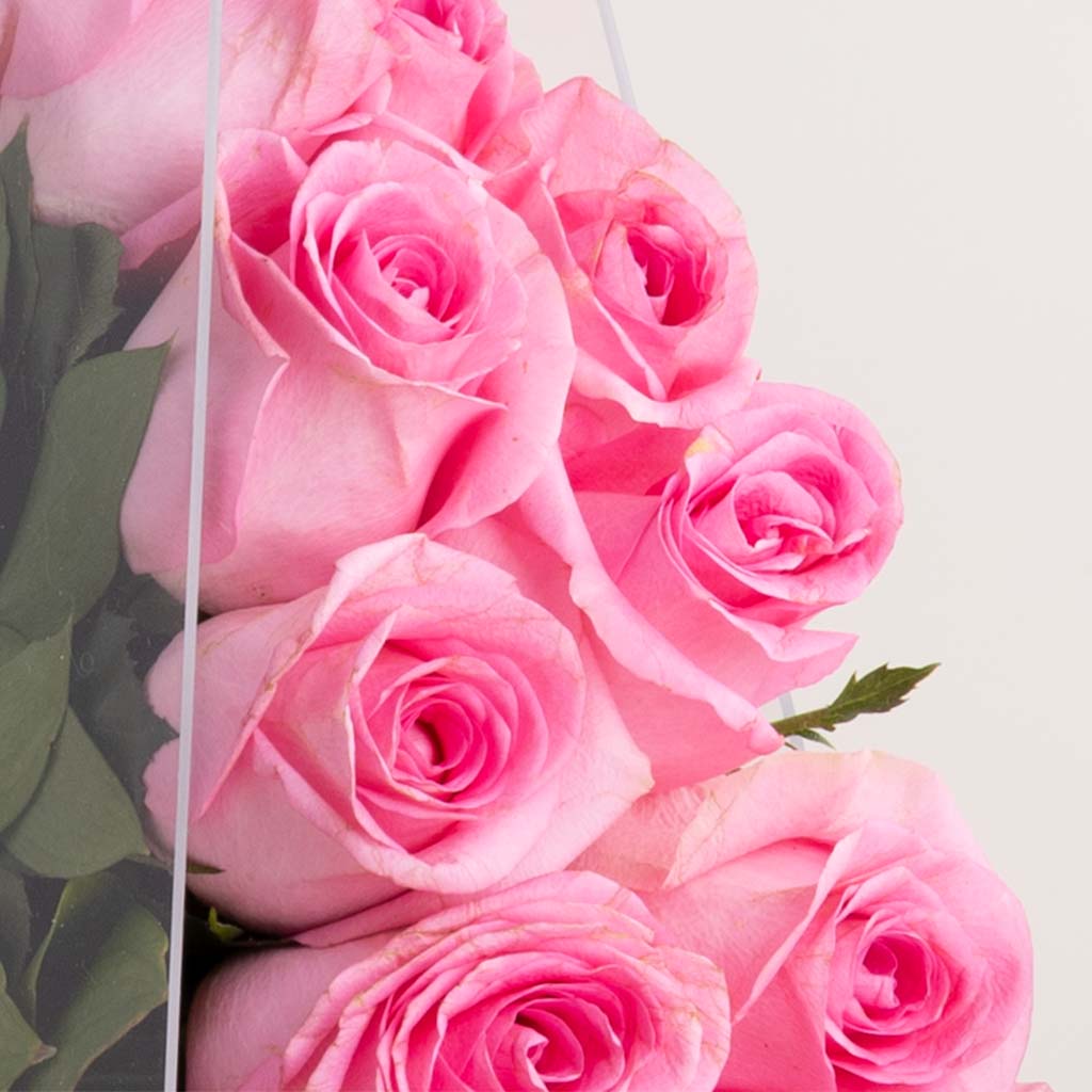 12 Pink Roses Bag and Patchi Tin Box of 22 Pieces