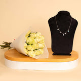 Markiz Blue Opal Water Necklace And 15 White Roses