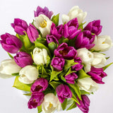 White & Purple Tulip Vase