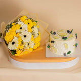 Voila Lemon Berry Cake with Mixed Flower Bouquet