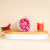 Red Jar Candle | Light Purple Flower Bouquet of 15
