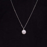 Felizmoda Shiny Stones Round Pendant Silver Necklace & Romnatic Heart 15 Roses