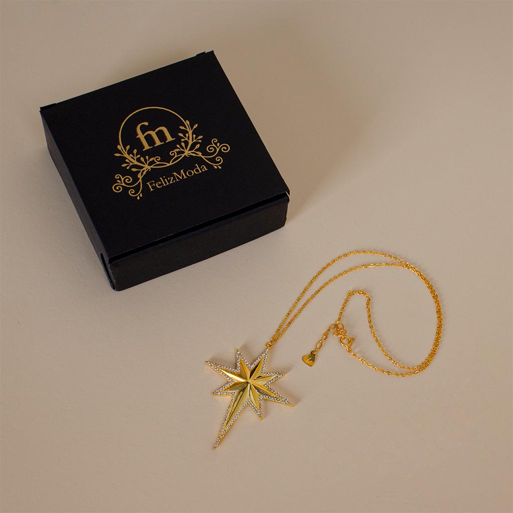 Feliz Moda star silver necklace gold plated | 15 Pink Flower Vase