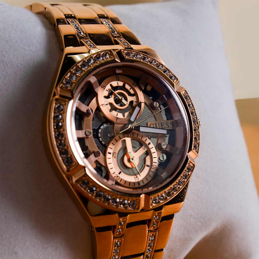 Guess Multi-function watch with crystal detail