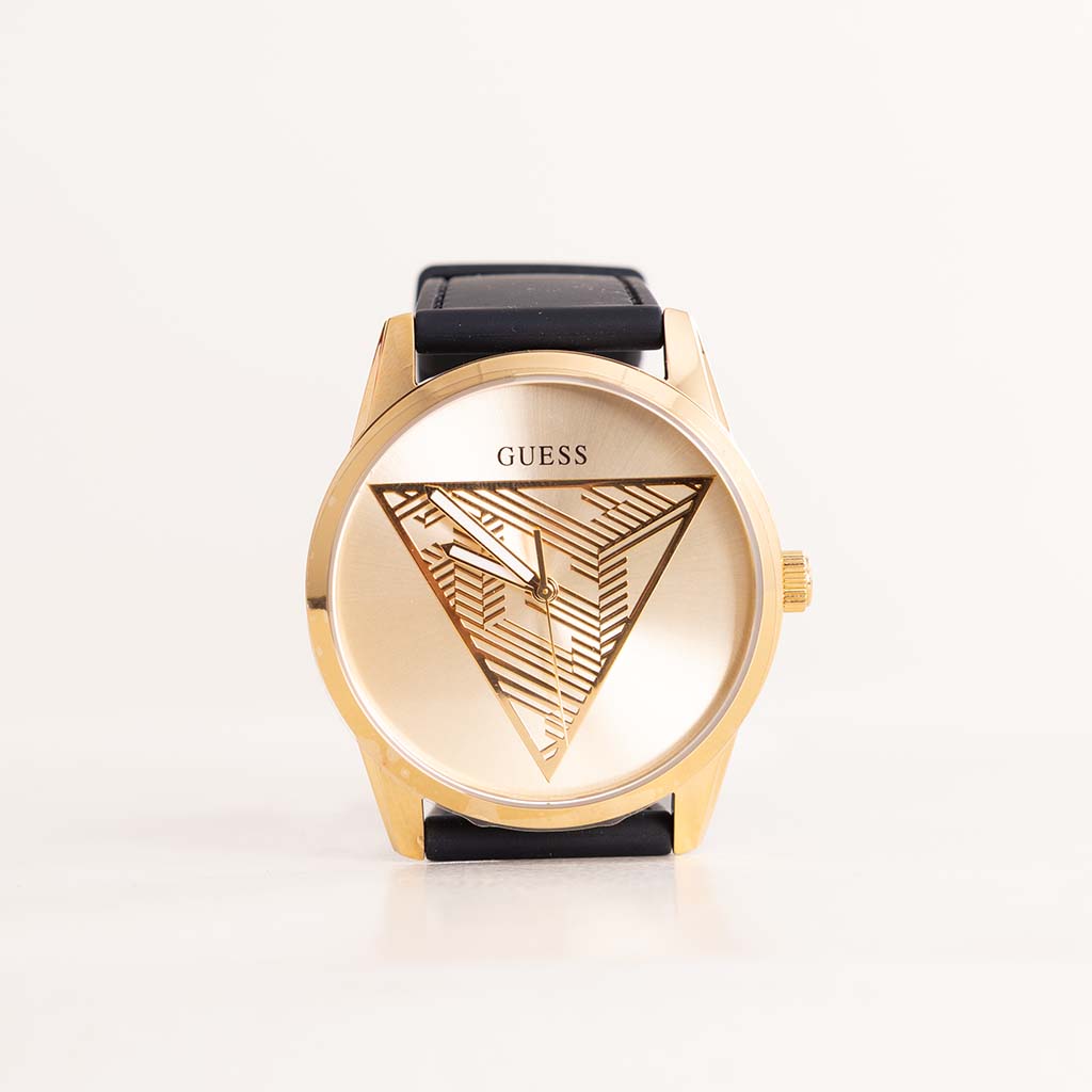 GUESS Mens Black & Gold Tone Multi-Function Watch & Red Roses Bouquet