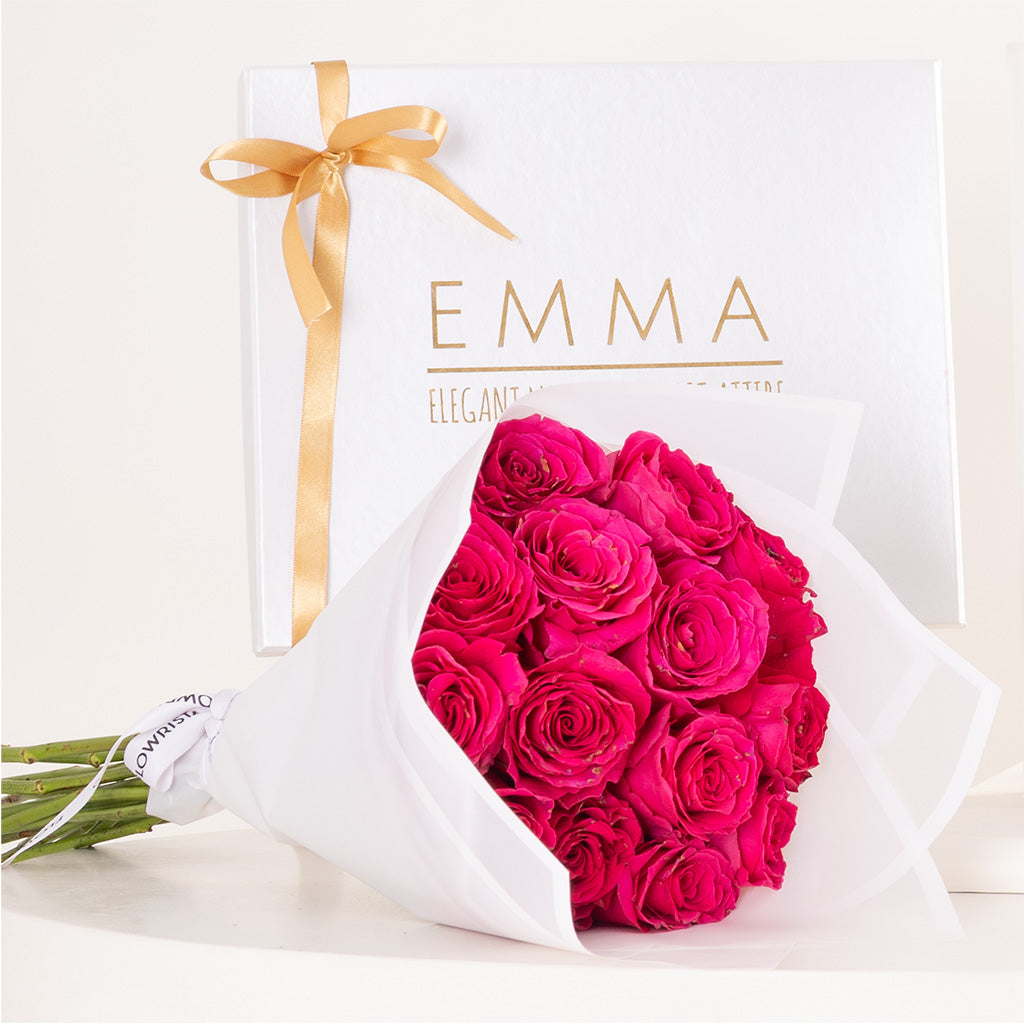 EMMA Enchanted Roses Scarf & Pink Roses Bouquet