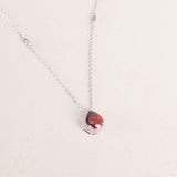 Markiz Thai Silver Platinum-Plated Red Zircon Necklace