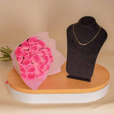 Gold-Plated Silver Necklace with White Zircon Stones | Pink Roses Bouquet