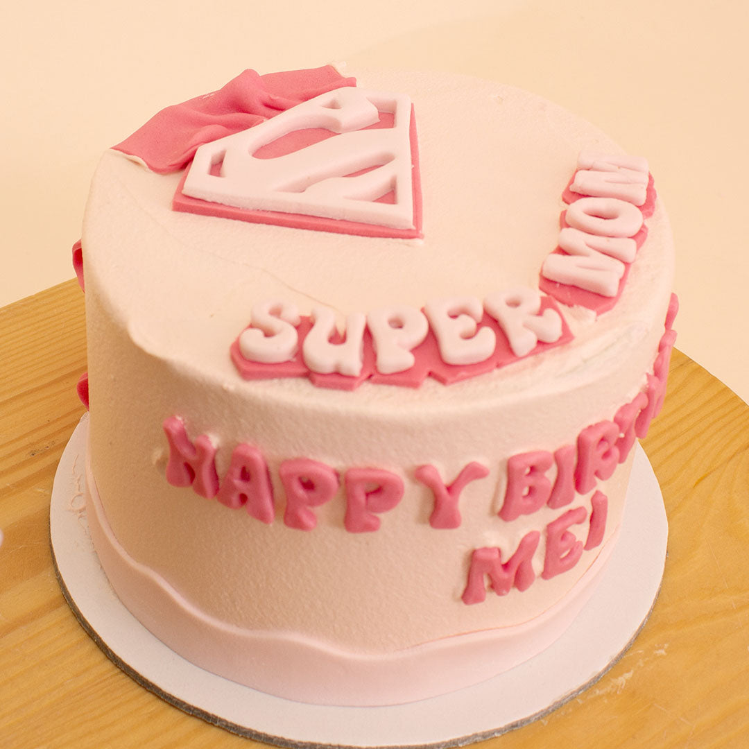 Ninos Cake “Super Mom” Celebration Cake & 15 White Roses