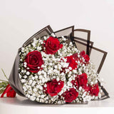 Patchi Tin Box 245g and Flowrista Candle and Red Roses Bouquet