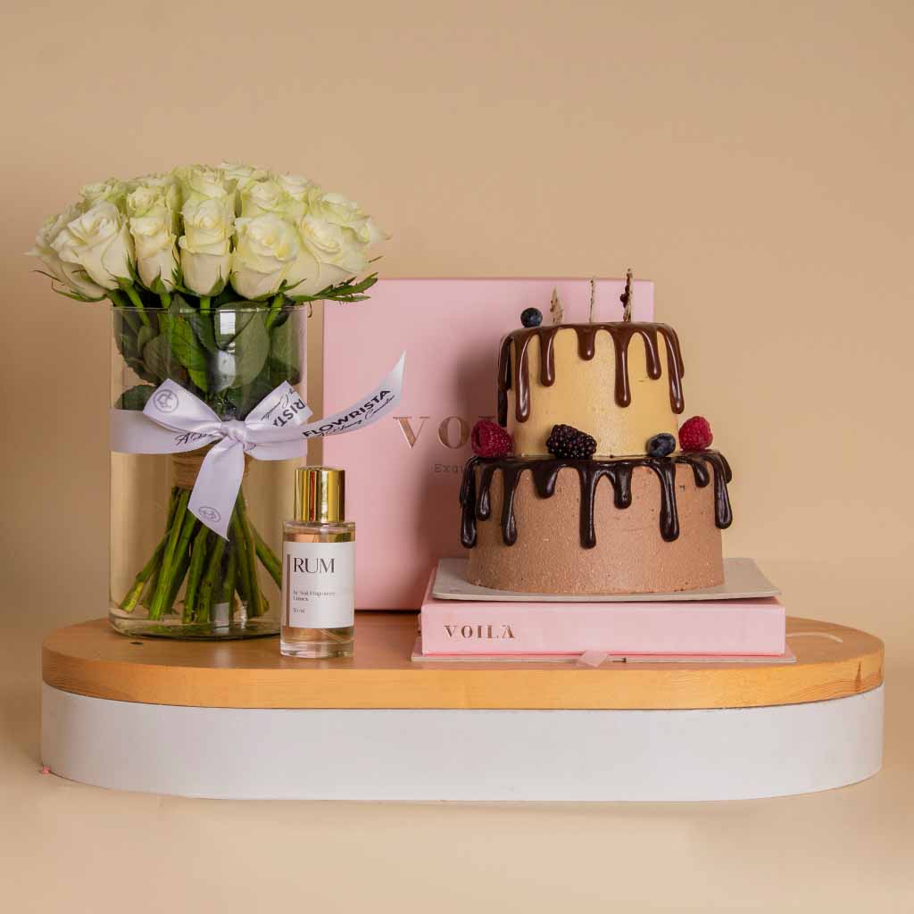 Luxury Gift Collection – Voilà Cake, Roses & Nuit Perfume Set
