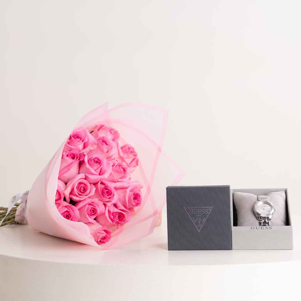 GUESS Melody Watch & Revival Roses Bouquet