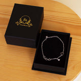 Felizmoda Silver bracelet with black heart And Red Roses Bag