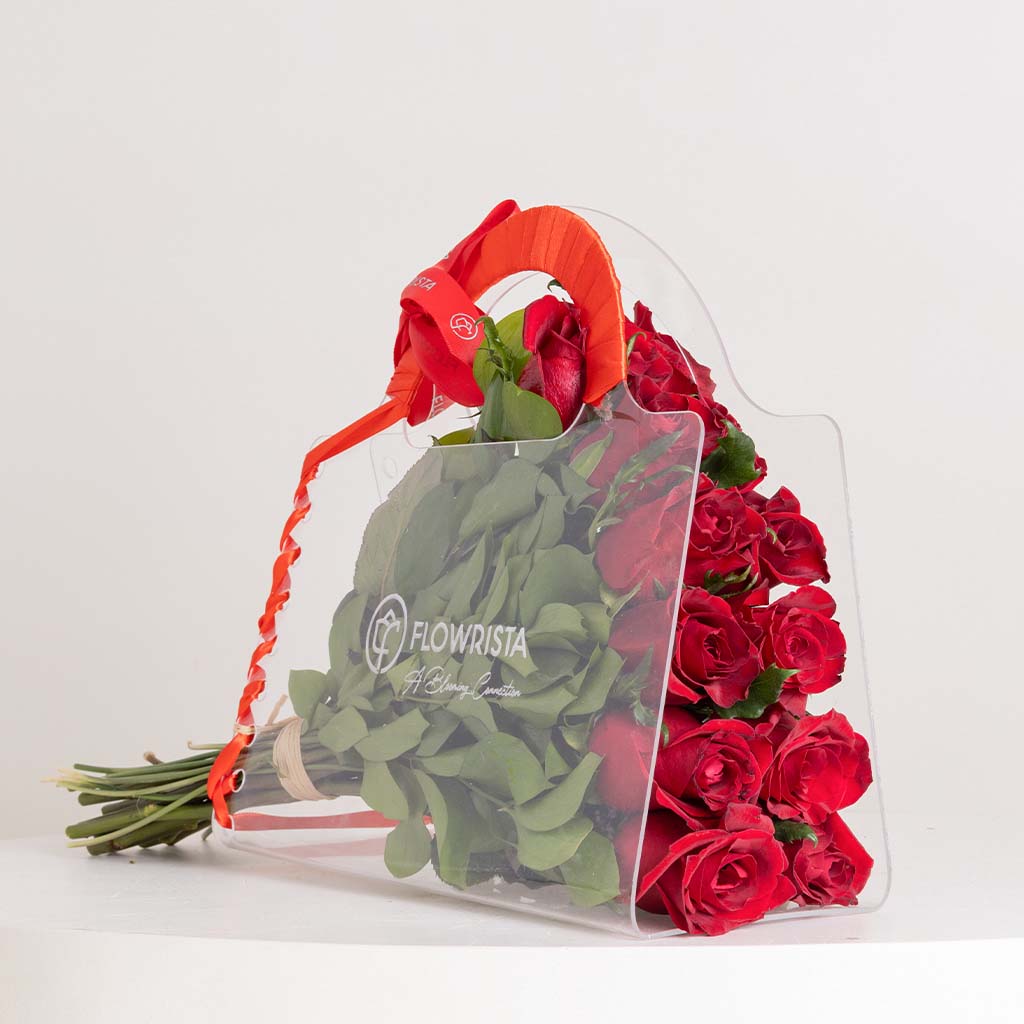 Tip of The Day Happiness Espresso Cup Set & Red Roses Bag