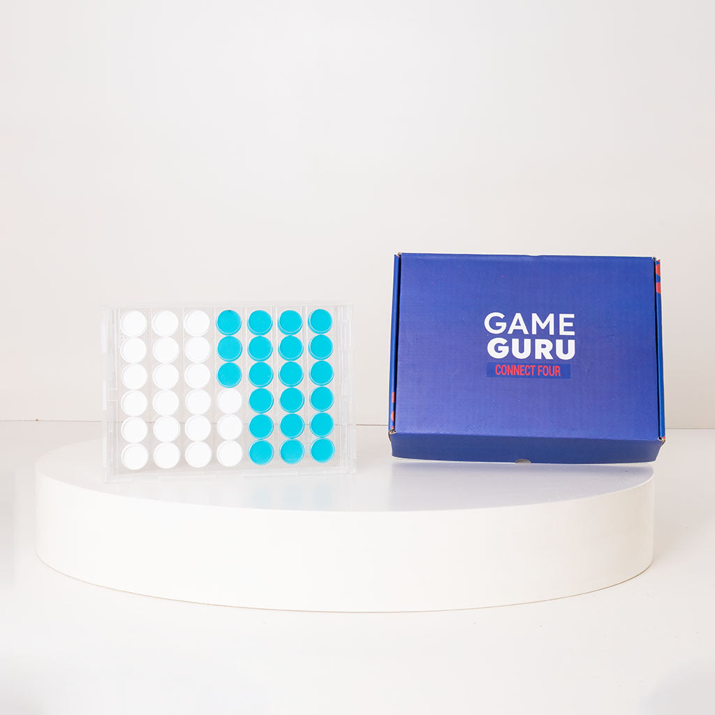 Game Guru Acrylic Connect Four Turquoise-White & Red Roses Bouquet
