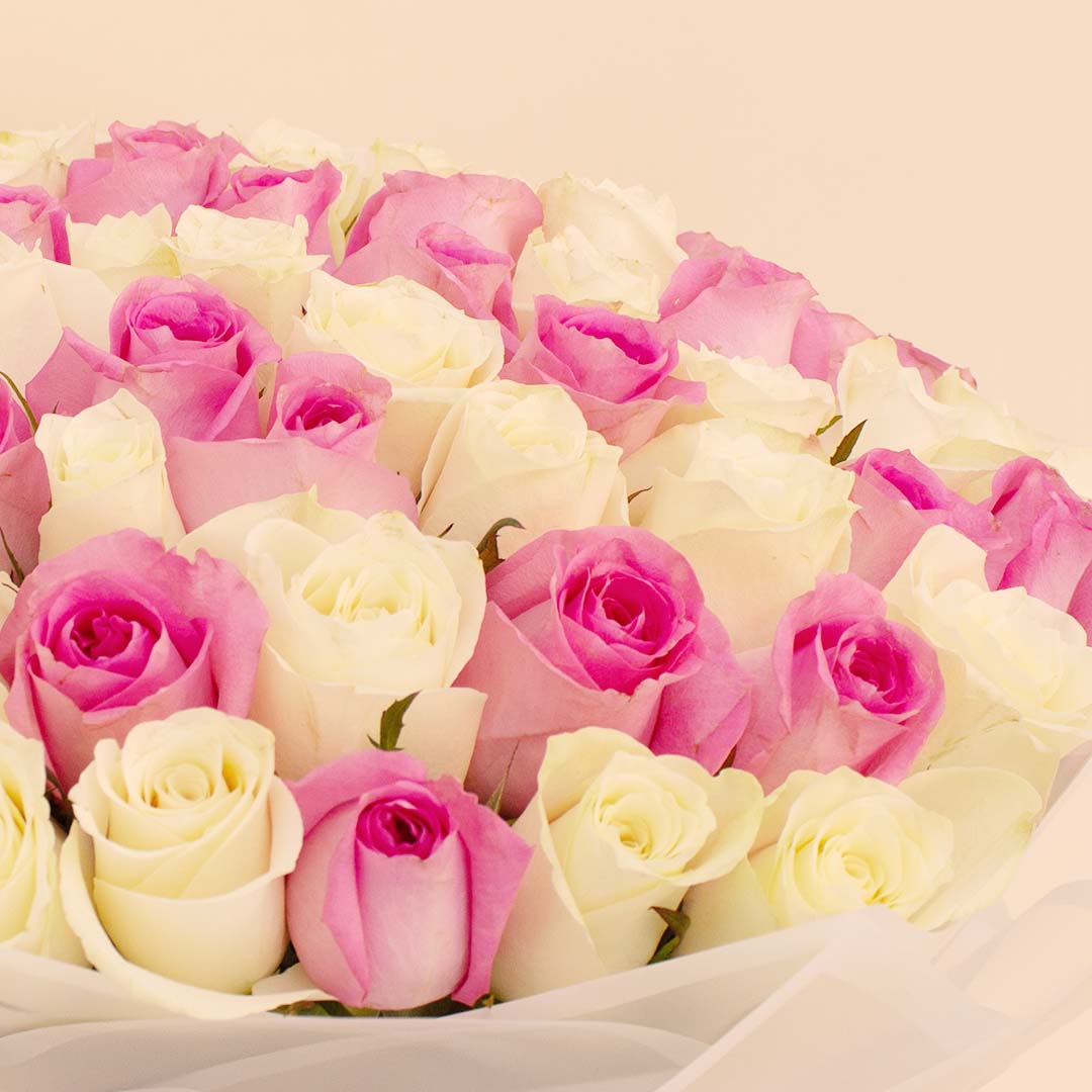 Flowrista | Grand Bouquet of 100 Pink & White Roses