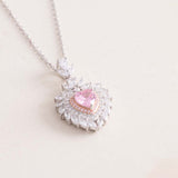 Markiz Thai Silver Platinum-Plated Pink Zircon Necklace & Baby Roses & Gypsophila Bouquet