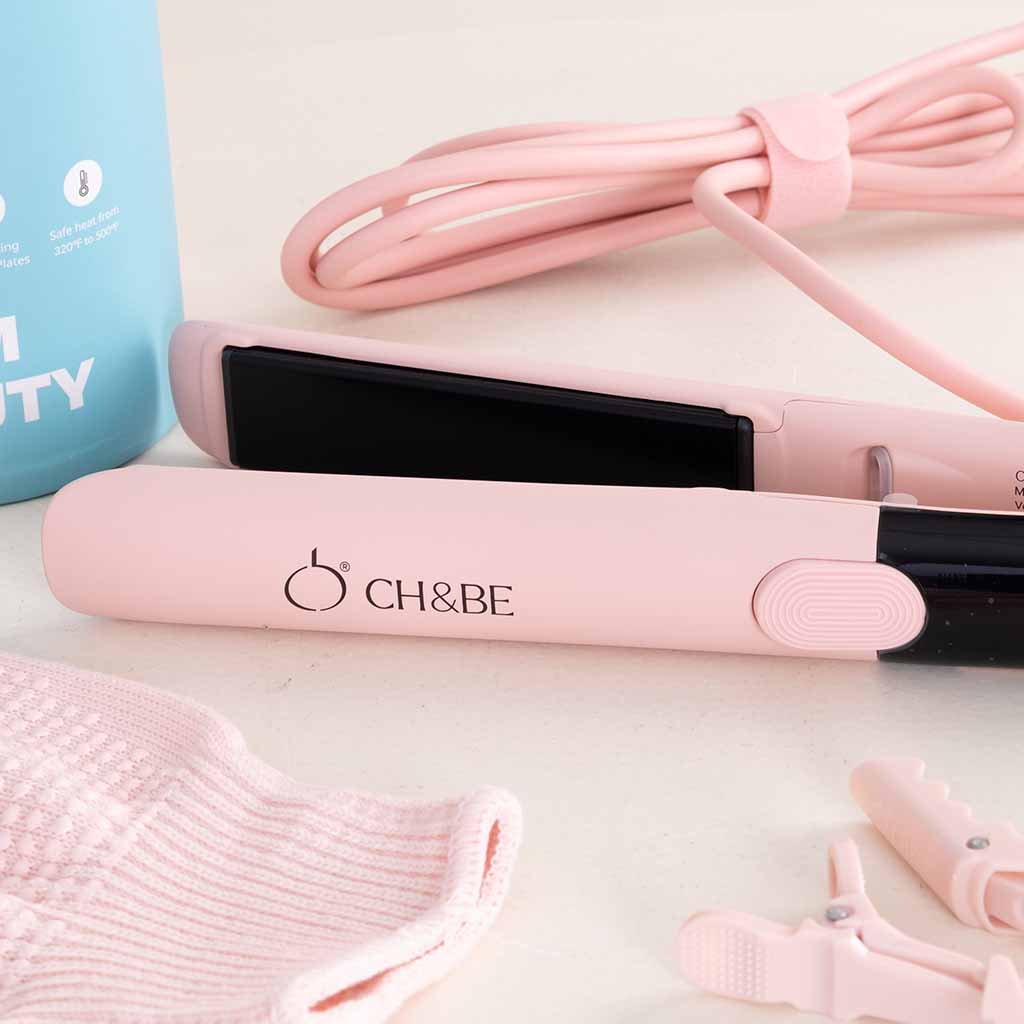 CH&BE Slim Ceramic Straightener & Pink Roses Bouquet