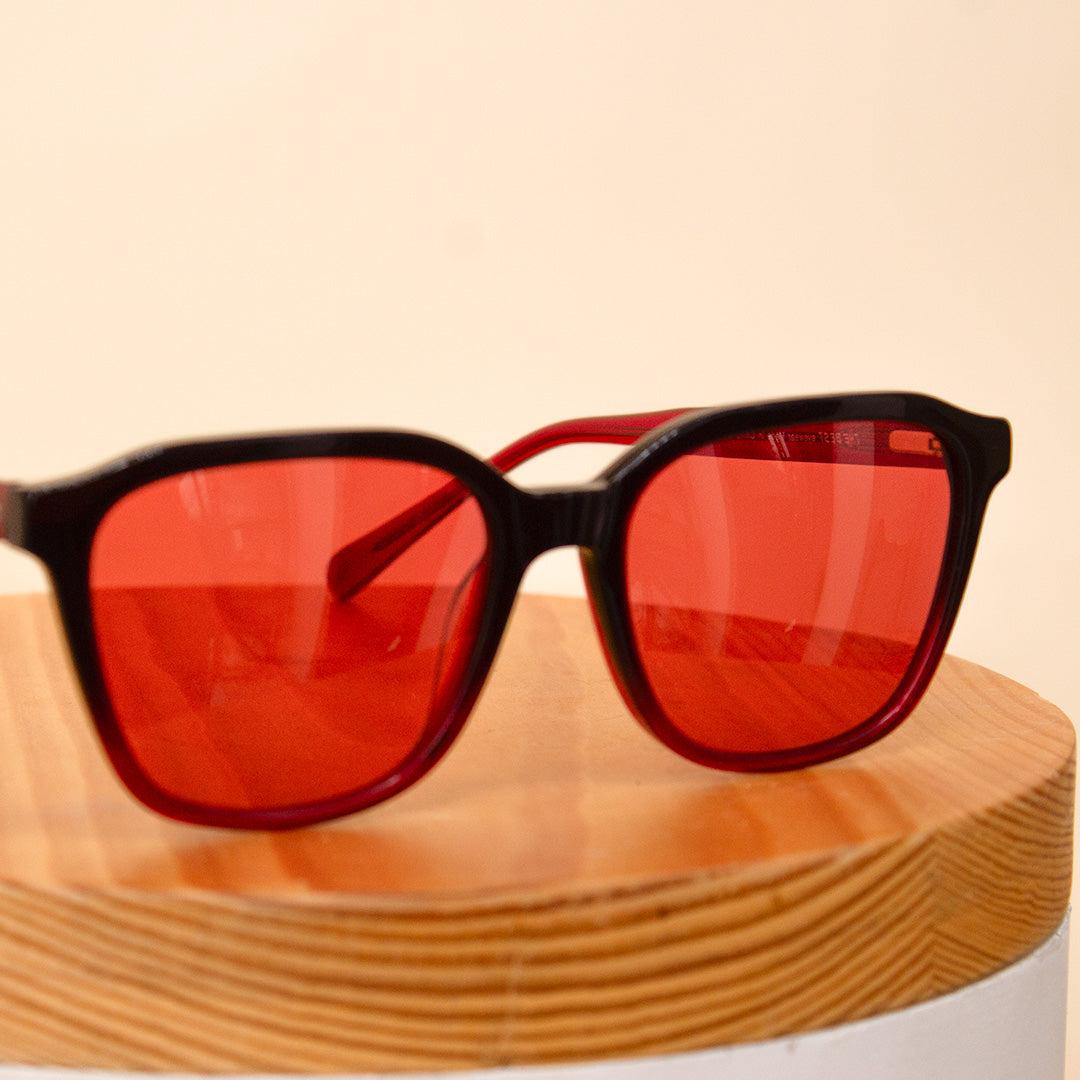 Sedrak Sunglass | Black Frame with Red Lenses