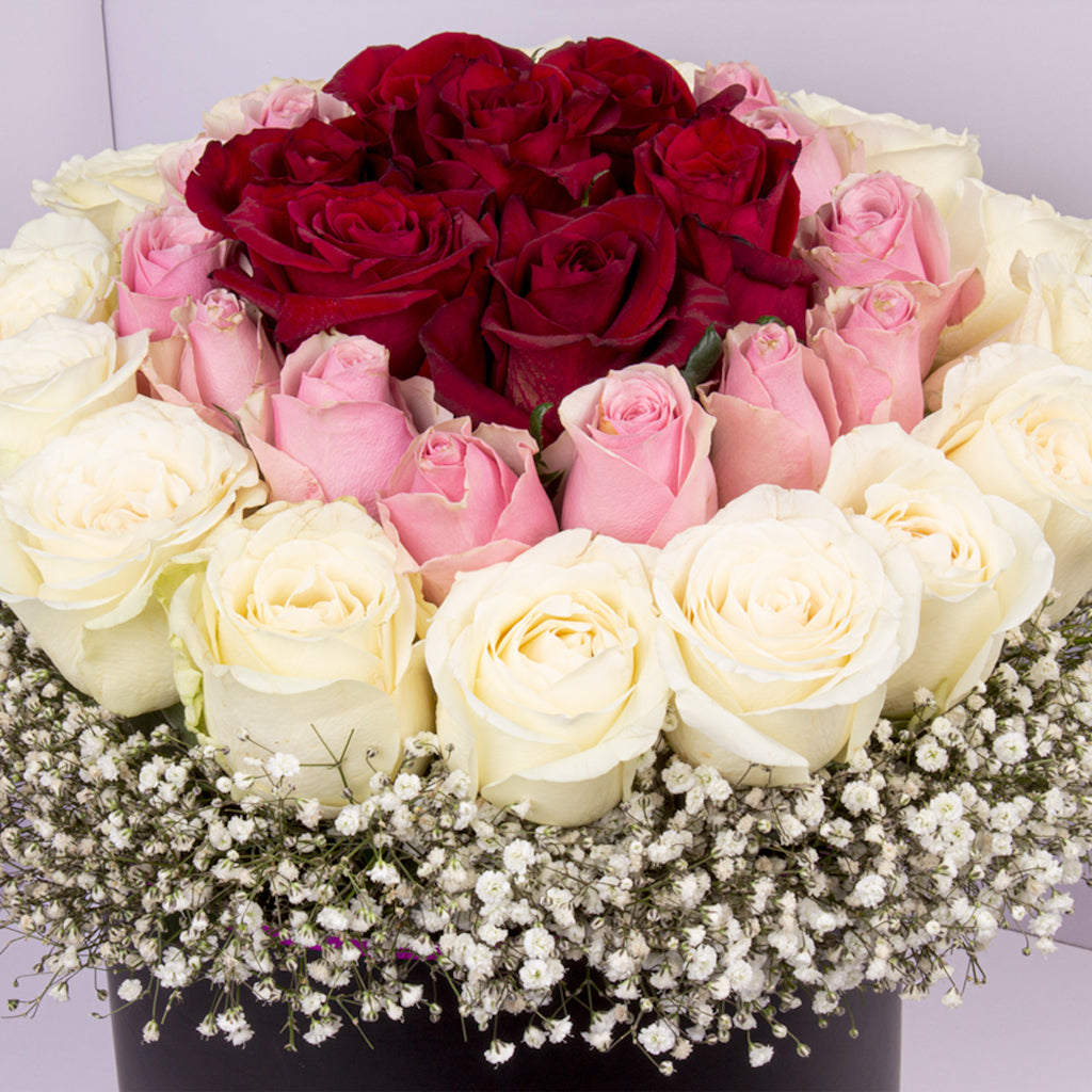Flowrista Box with Red, Pink & White Roses