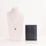Markiz Thai Silver Platinum-Plated Red Zircon Necklace & Red Roses Bouquet