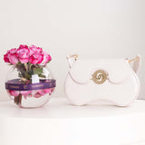 CoCan Golden Purse Bag & Purple Roses Vase