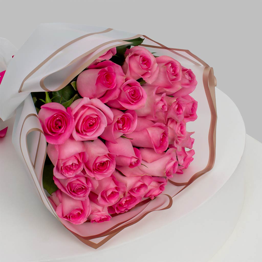 Pink Roses Bouquet & Copper Mother’s Shield