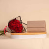 Pavo Beige Small Handbag with Hand Bouquet of 20 Red Roses
