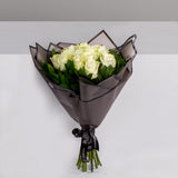 Luxury White Roses Hand Bouquet – 16 Stems