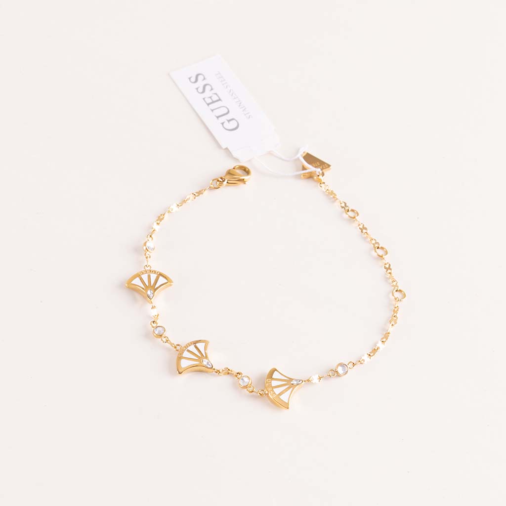 GUESS Fan Gold-Tone Charm Bracelet & Red Roses Bouquet