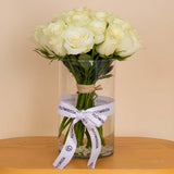 Chocolate Factory Luxe Box – 28 Pieces & White Roses Vase