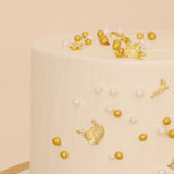 Ninos Golden Celebrations Cake with Love Topper & Pink Roses