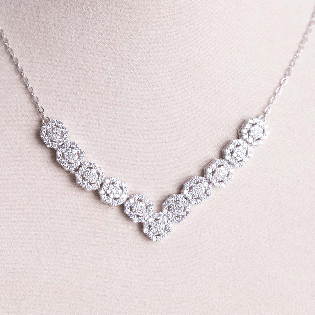 Felizmoda Silver Necklace & Pink Roses Bouquet