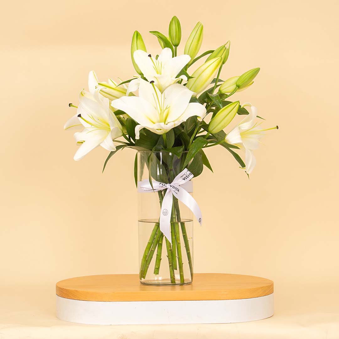 Graceful White Lily Vase