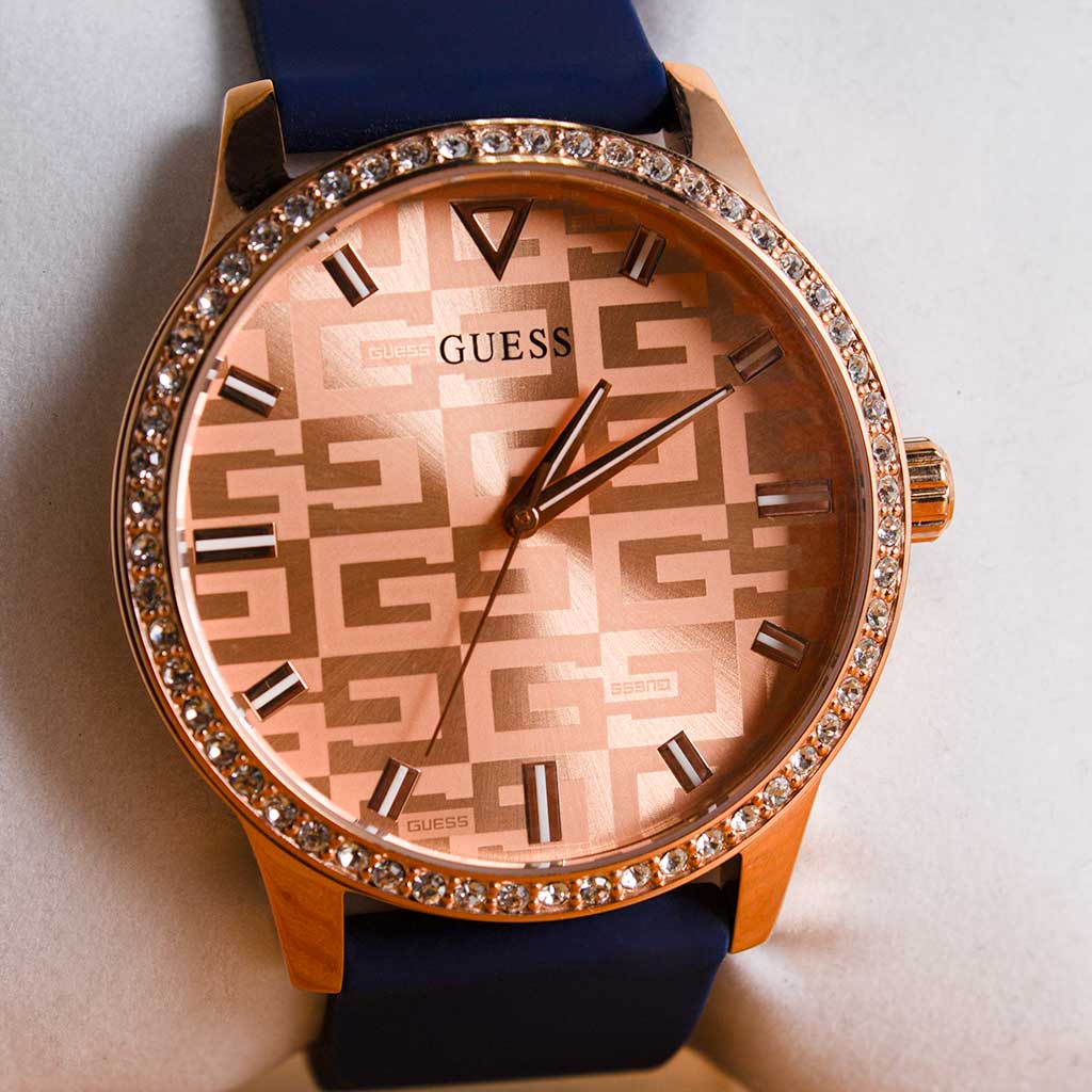 Guess Unique Watch - Rose Gold Dial & Rubber Band