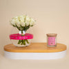Vase 20 White Roses & White Musk Vanilla Candles