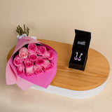 Markiz Zircon Earrings and Pink Hand Bouquet