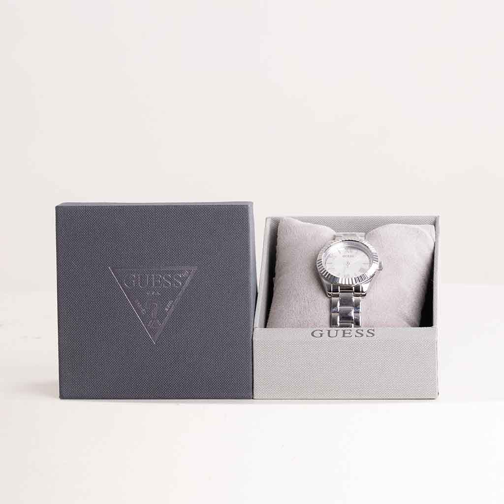 GUESS Mini Luna Silver Watch For Women & Revival Roses Bouquet