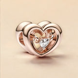 Pandora Radiant Heart & Floating Stone Charm – 14k Rose Gold Plated