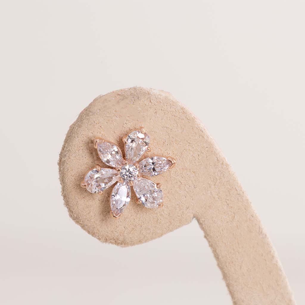 Pandora Sparkling Herbarium Cluster Stud Earrings 14k Rose Gold-Plated & Purple Roses Vase