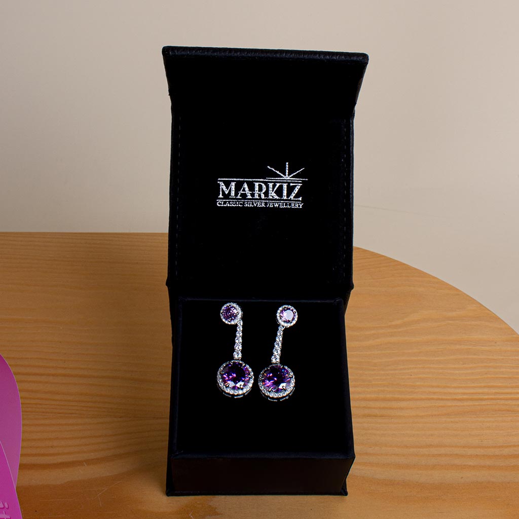 Markiz Zircon Earrings and Pink Hand Bouquet