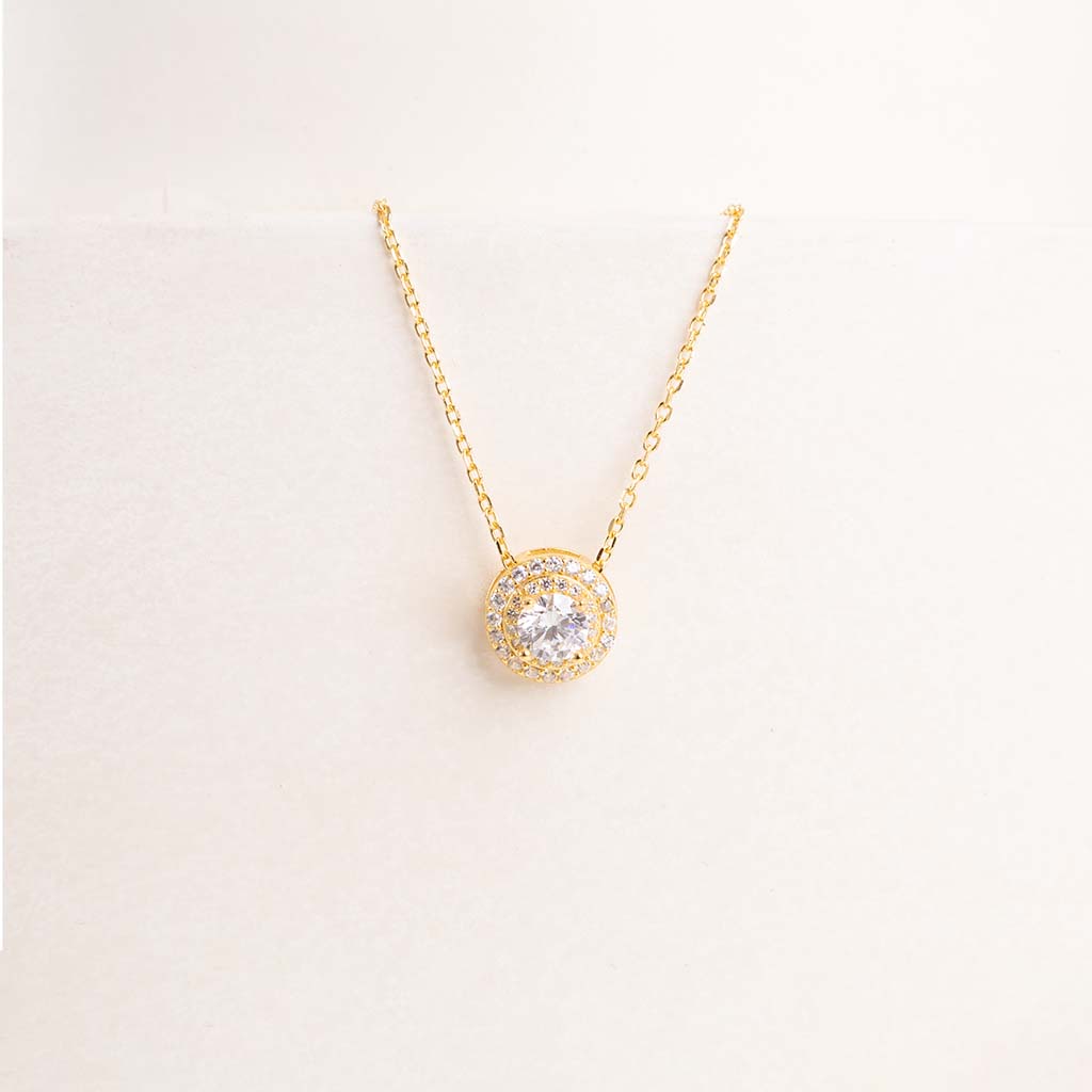 Markiz Gold-Plated Zircon Necklace & Red Roses Bouquet