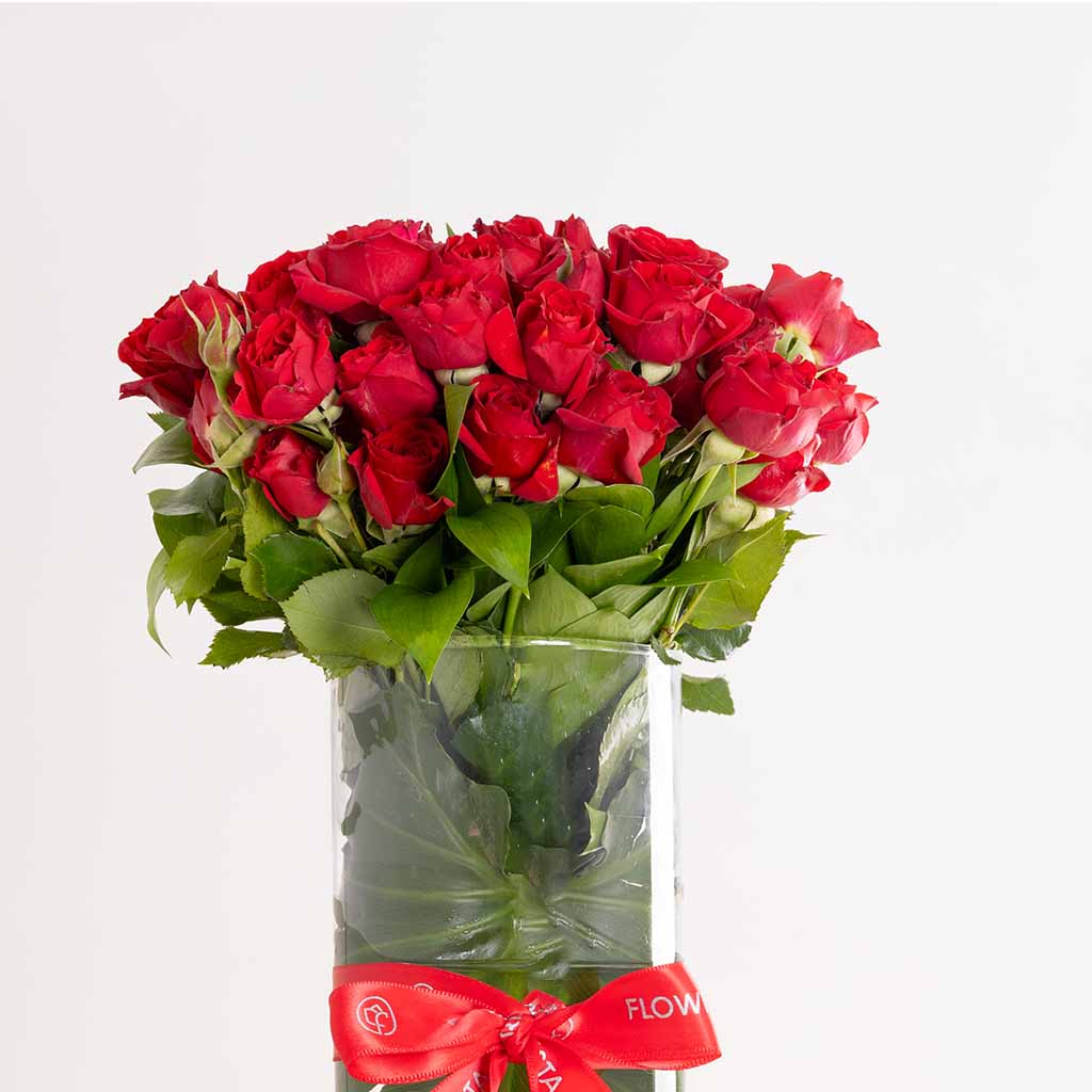 Patchi Les Gourmets 580g & Red Baby Roses Vase
