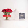 Felizmoda Three-Flower Silver Necklace & Red Roses Vase
